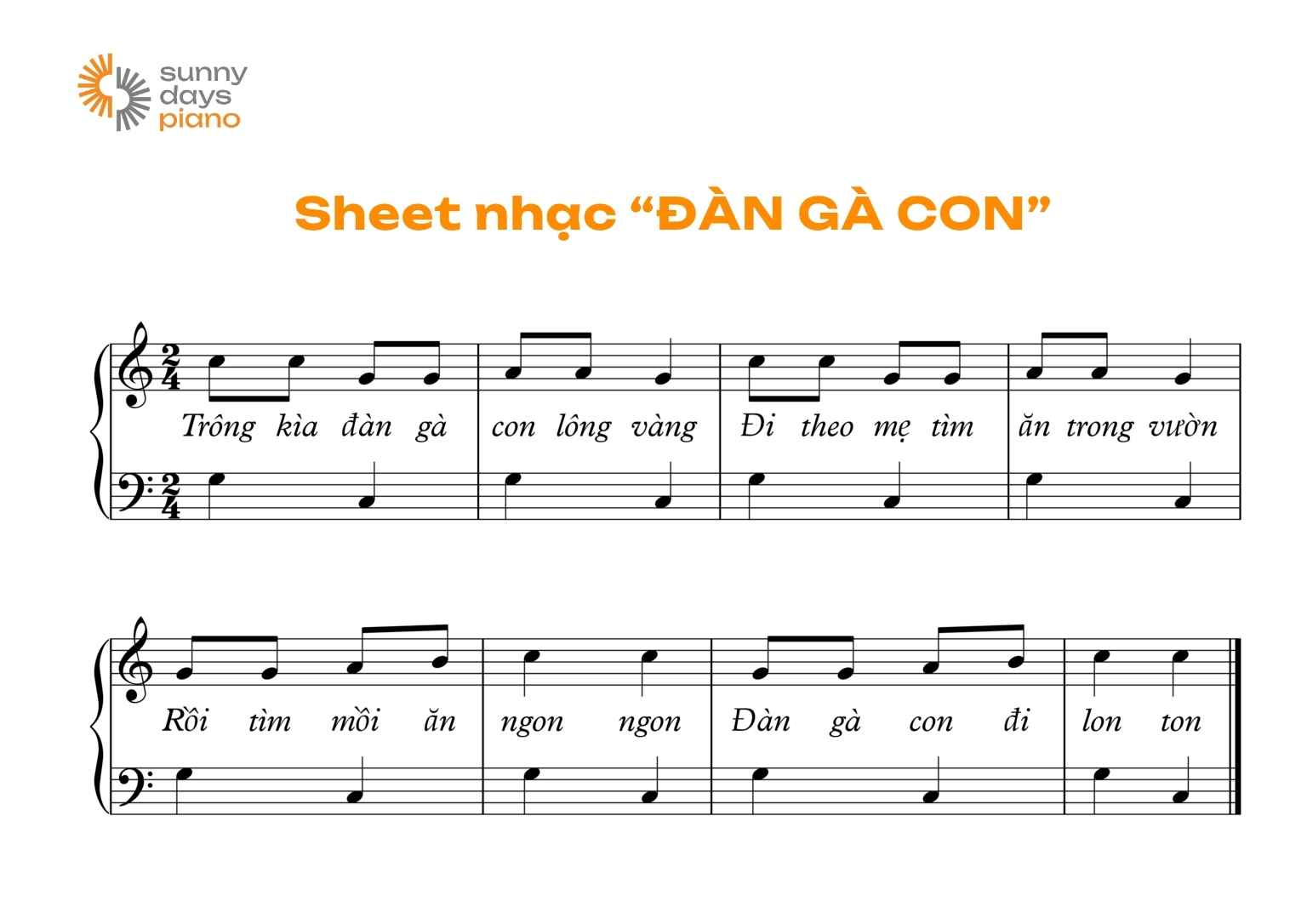 Sheet nhạc piano dễ chơi, dễ đánh "Đàn gà con"
