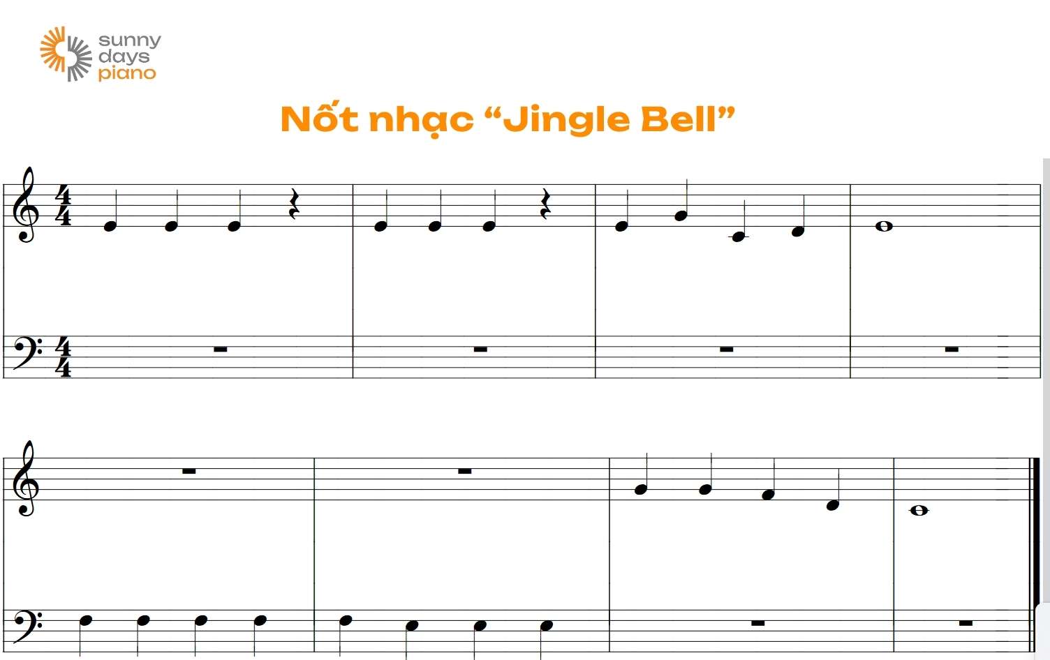 Jingle-bell- Một trong những bản nhạc piano đơn giản được nhiều người lựa chọn luyện tập